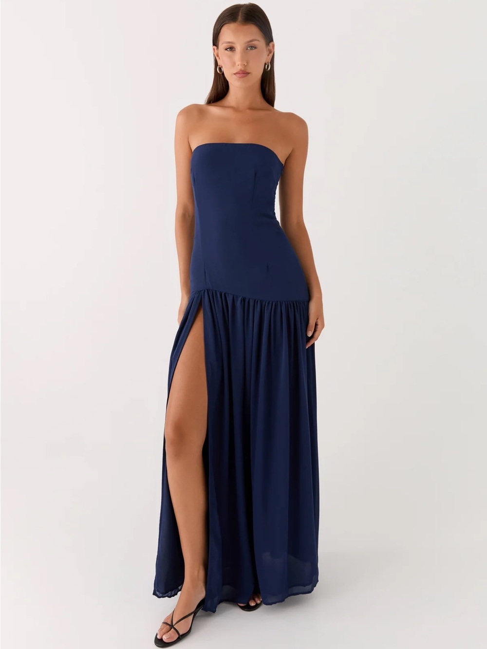 Strapless Navy Maxi Dress